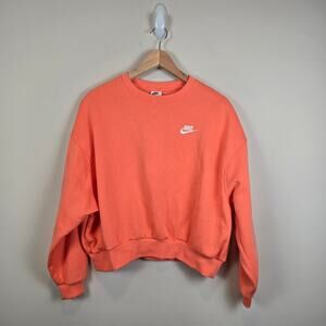 Nike Sportswear Club Fleece Girls Size XL/18-20 Boxy Crew-Neck Sweatshirt Mango